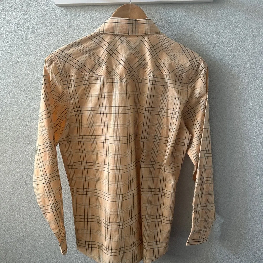 Wrangler Beige Plaid Western Shirt - Picture 4 of 5